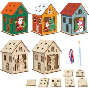 5 Kits de Manualidades Casa de Navidad de Madera