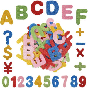 Set 142 Pegatinas Gomaespuma Letras y Números Purpurina