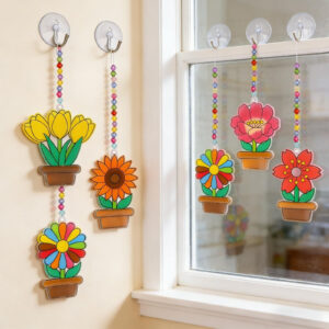 Set de 12 Flores de Madera para Pintar con Pinceles y Cuentas